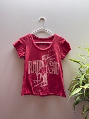 Radiohead Red/Pink Graphic Scoop Neck Tee